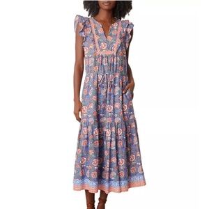 NWOT Velvet by Graham‎ & Spencer Rosalia Flutter Sleeve Midi Dress Spring Summer